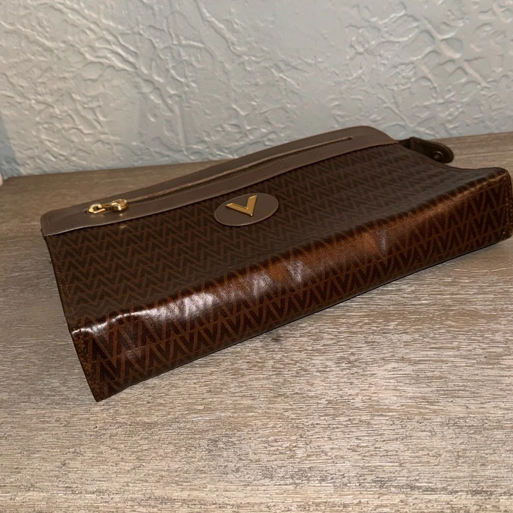 Mario Valentino Brown Leather Clutch Bag